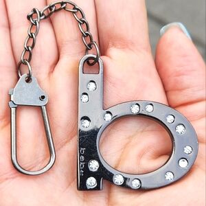 BEBE Gunmetal Rhinestone Letter B Logo Purse/Belt Loop Charm